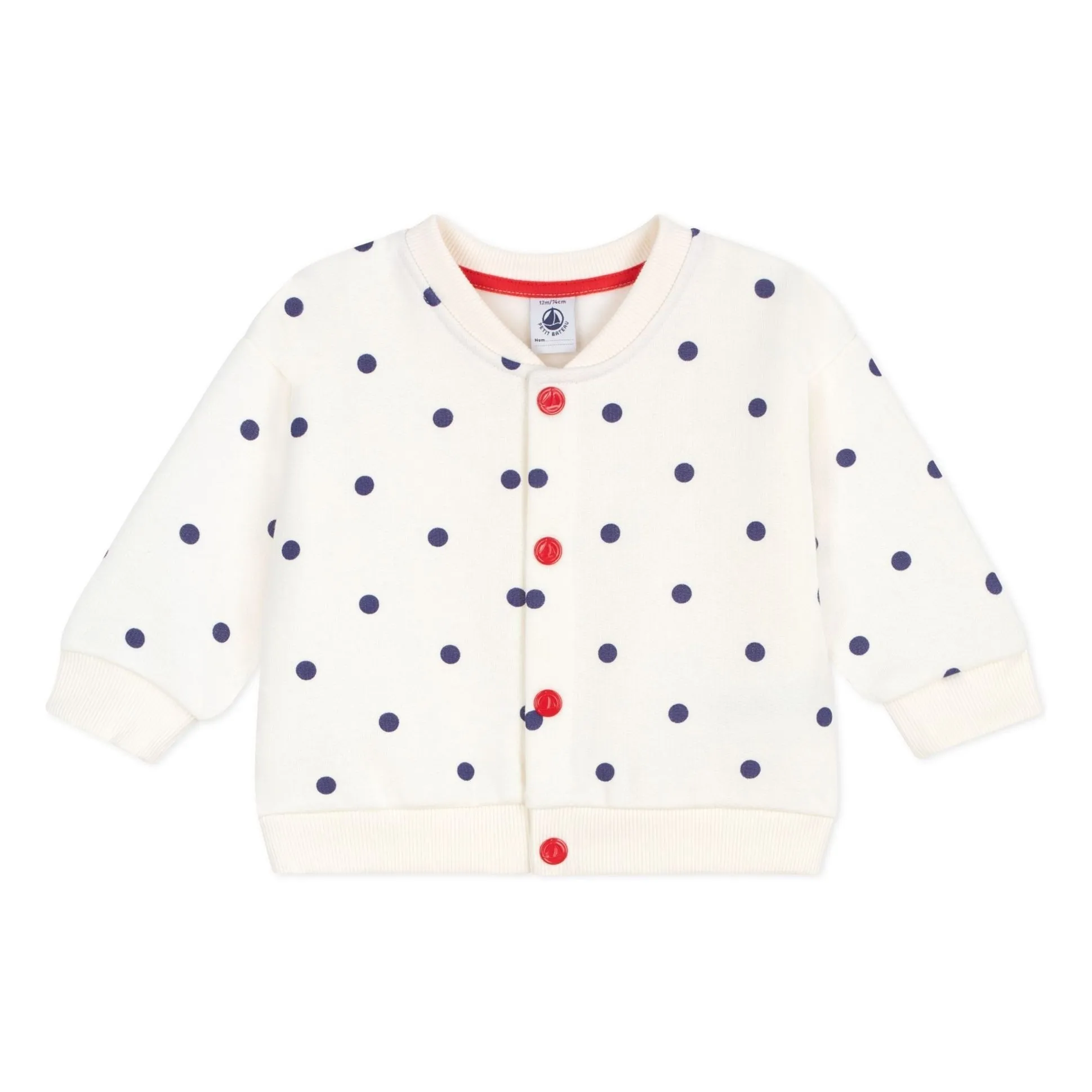 Petit Bateau Girls Ecru Molton Dots Jacket