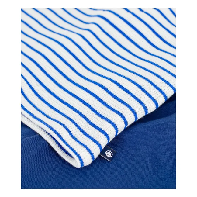 Ensemble T-shirt et Short Nid d'Abeille Coton Bio | Bleu