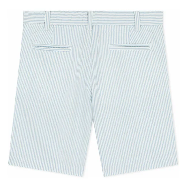 Bermuda Rayé Seersucker Coton Bio | Bleu Clair