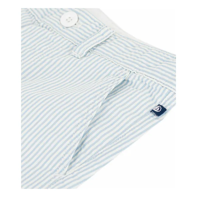 Bermuda Rayé Seersucker Coton Bio | Bleu Clair