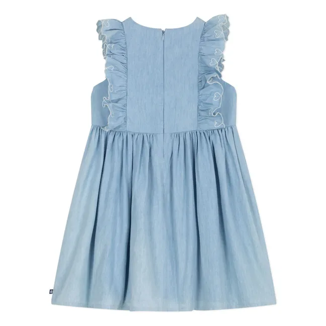 Robe Volants Chambray | Bleu Clair