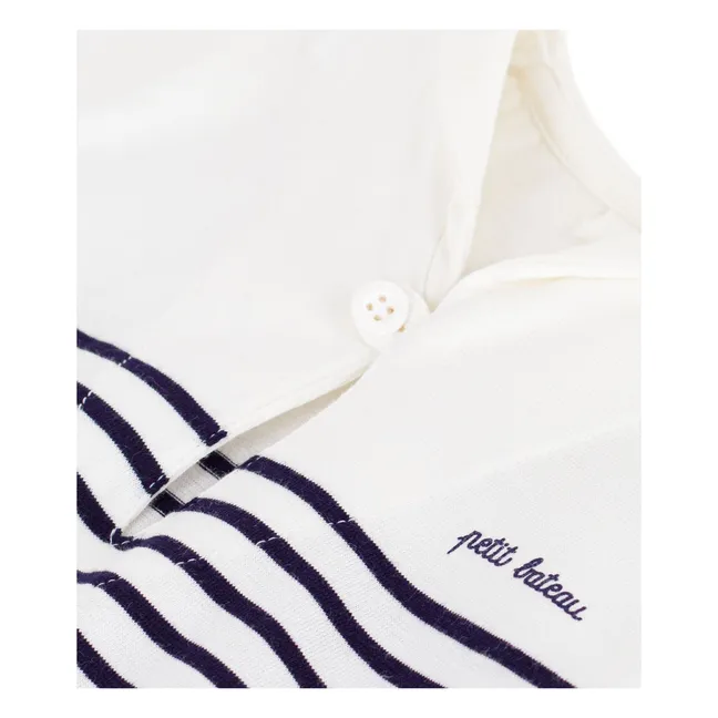 Striped Organic Cotton Playsuit | White