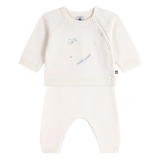 Whale Wool Sweater and Pants Set | White