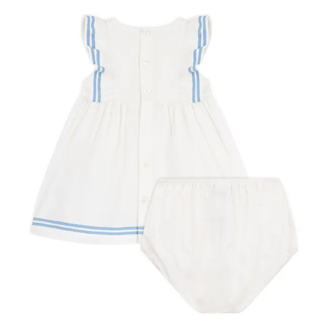 Ensemble Robe et Bloomer Marin Popeline Coton Bio | Blanc