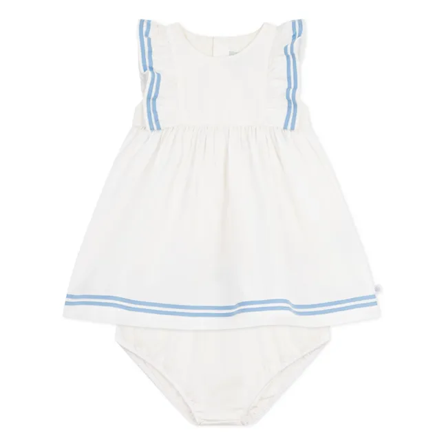 Ensemble Robe et Bloomer Marin Popeline Coton Bio | Blanc