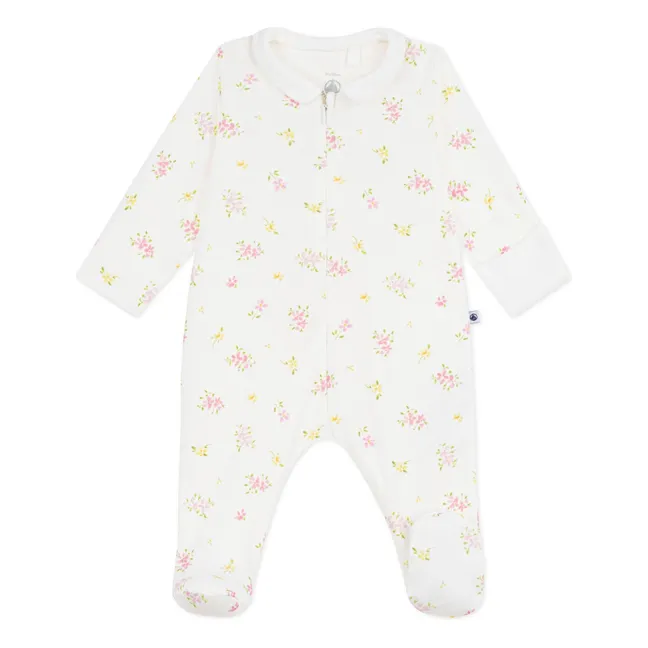 Pyjama Dors Bien Fleuri Coton Bio | Blanc