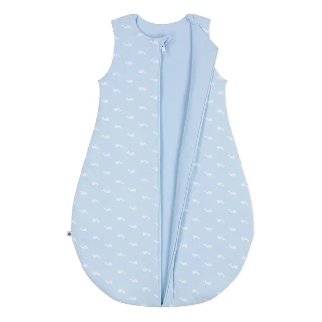 Gigoteuse Baleines Coton Bio | Bleu Clair