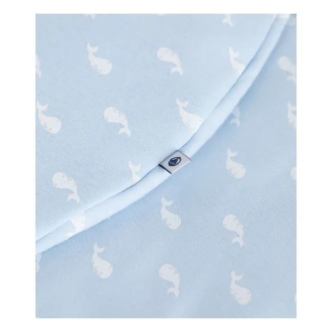 Gigoteuse Baleines Coton Bio | Bleu Clair