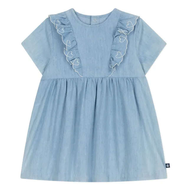 Robe Brodée Chambray | Bleu Clair