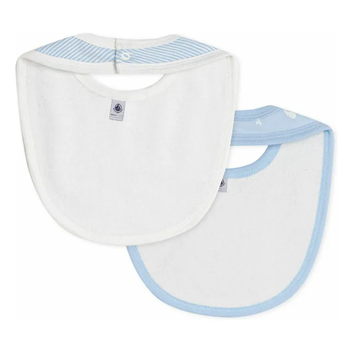 Set of 2 Organic Cotton Whale Bibs | Blue- Product image n°2