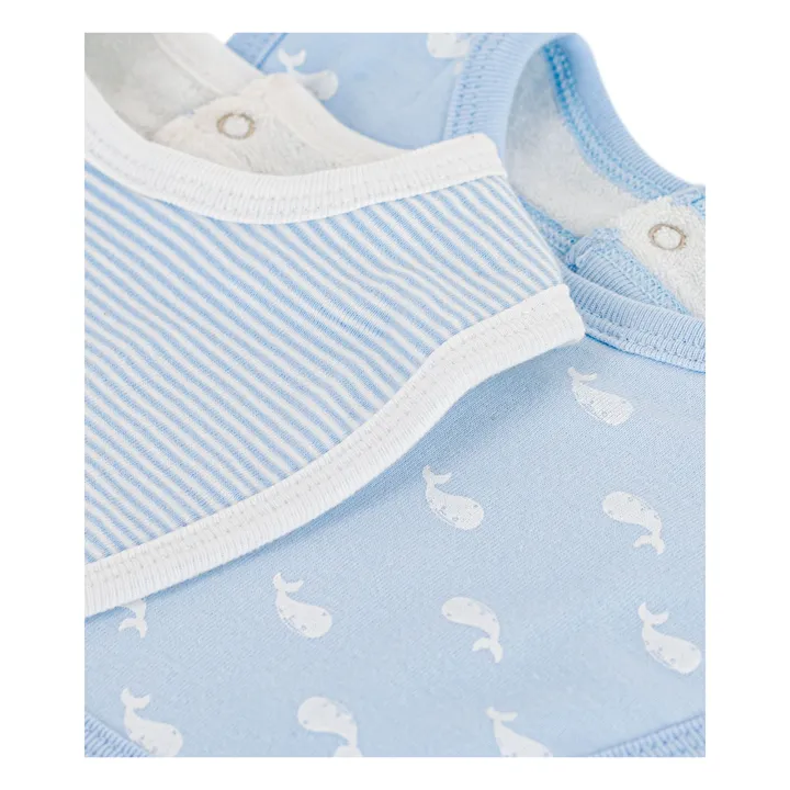 Set of 2 Organic Cotton Whale Bibs | Blue- Product image n°1