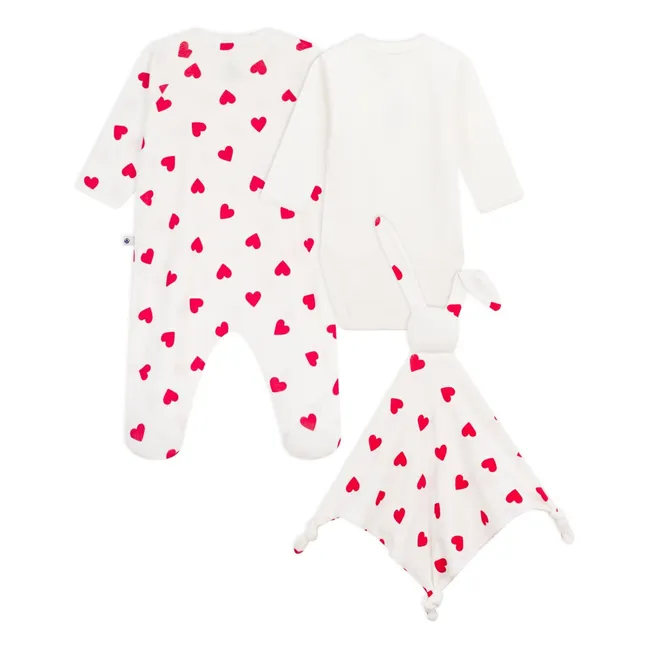 3 Piece Pyjama Body and Cuddly Hearts Gift Set | White