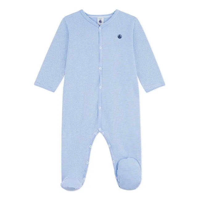 Pijama Sleep Well Rayas Algodón Ecológico | Azul