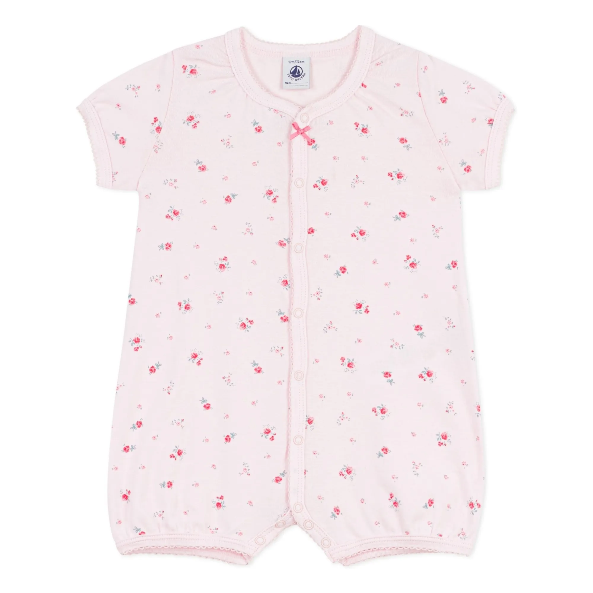 Petit Bateau Girls Pink Pyjama Combishort Fleuri