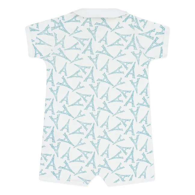 Pyjama Combishort Tour Eiffel Coton Bio | Blanc