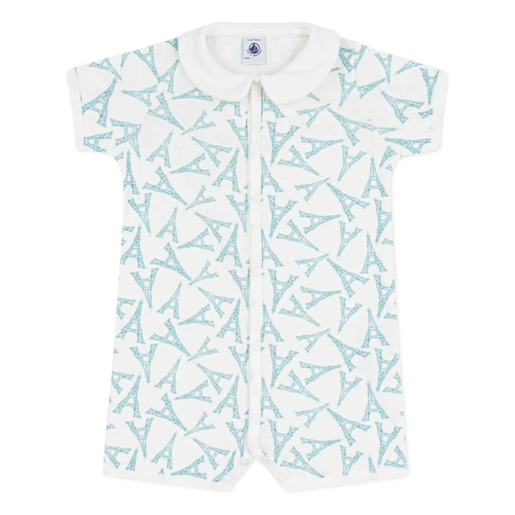 Petit Bateau Women's White Pyjamas Combishort Eiffel Tower Organic Cotton