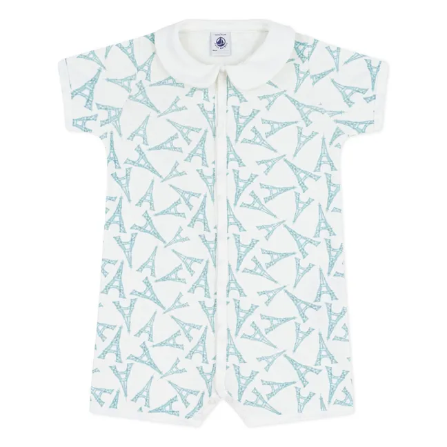 Pyjama Combishort Tour Eiffel Coton Bio | Blanc