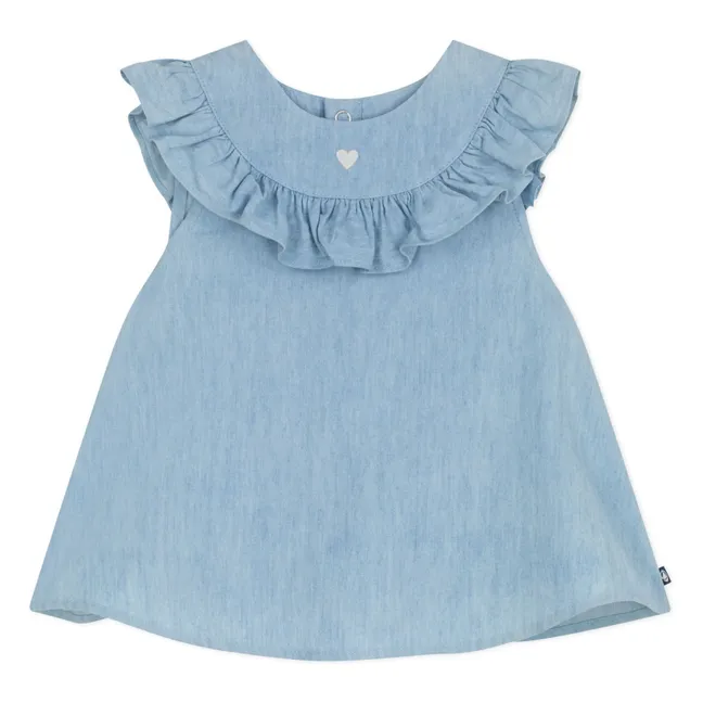 Top vaquero con cuello de chambray | Azul Claro