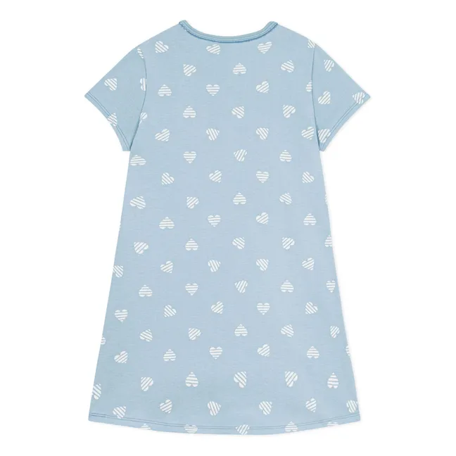 Chemise de Nuit Cœurs Rayés | Bleu gris
