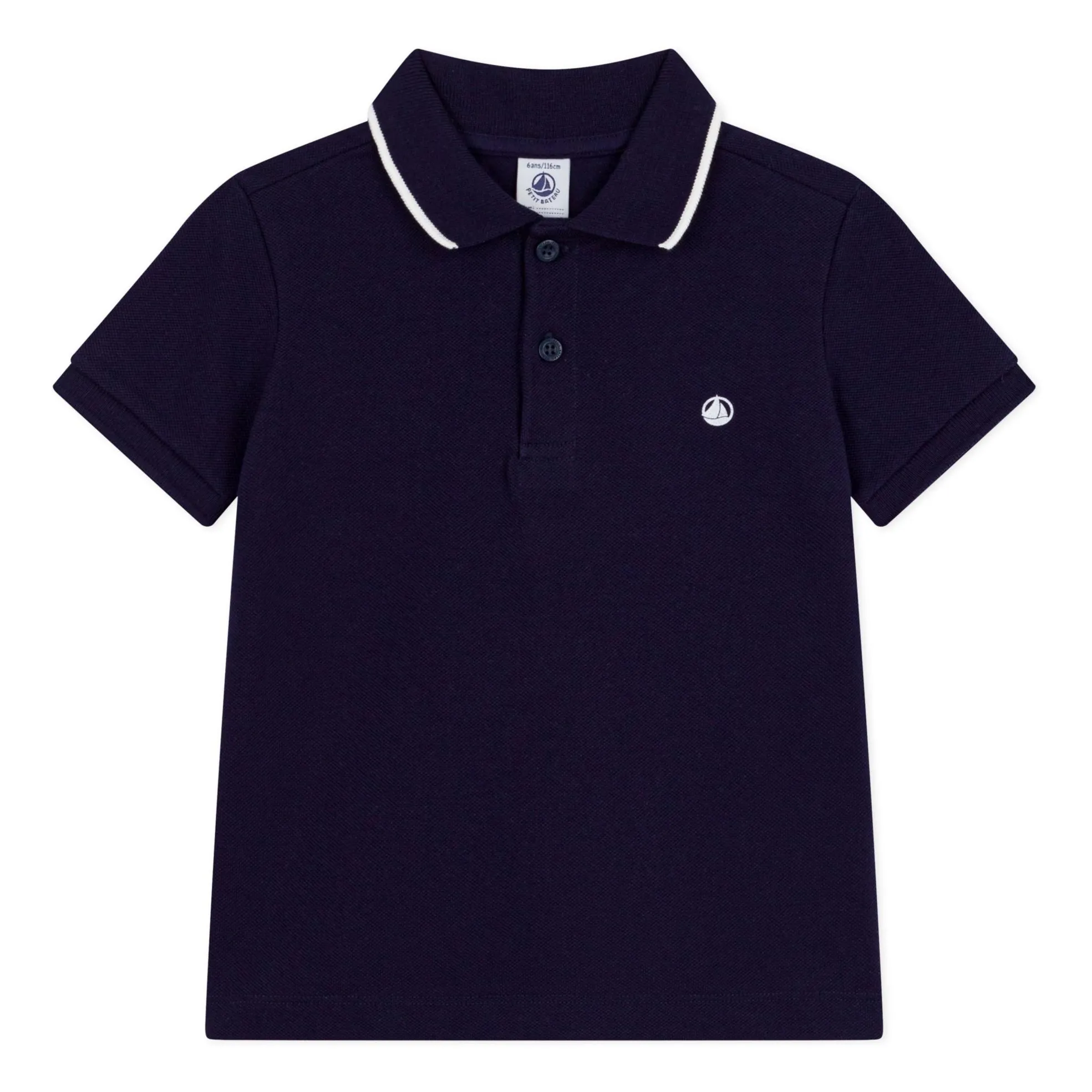 Petit Bateau Boys Midnight Blue Organic Cotton Polo Shirt