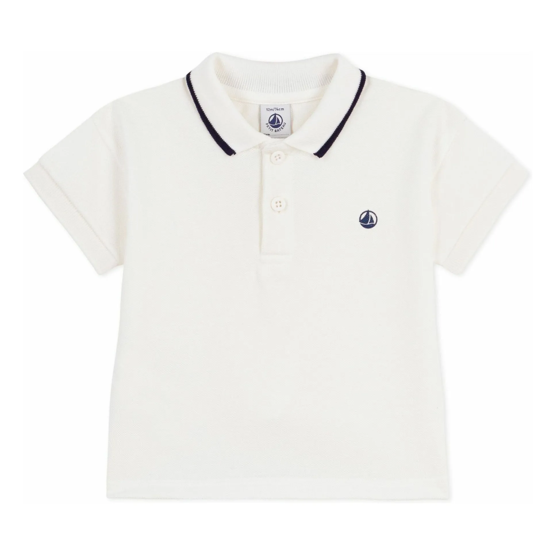 Petit Bateau Men's White Organic Cotton Baby Polo Shirt