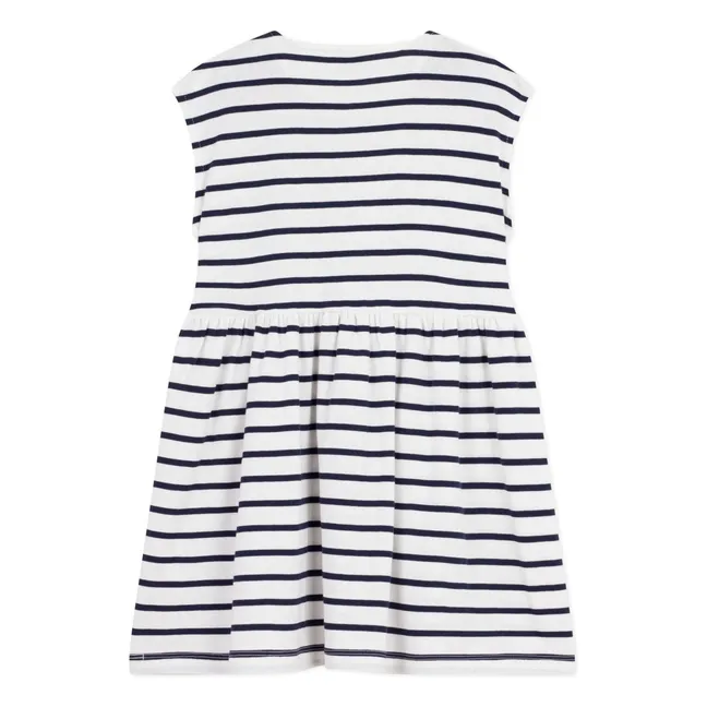 Robe Sans Manches Rayée | Blanc