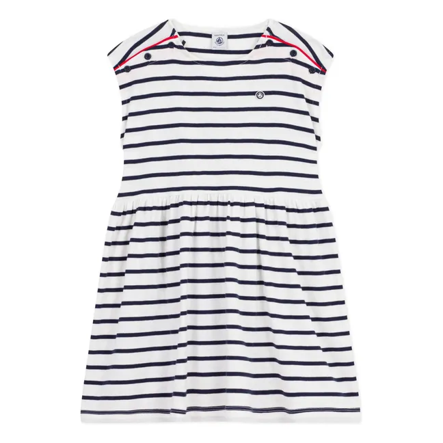 Vestido de rayas sin mangas | Blanco