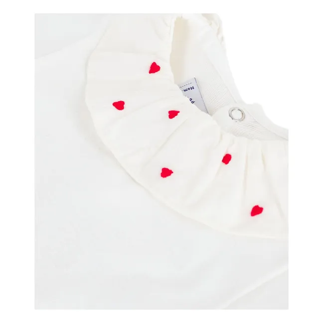 Body Collerette Coeurs Coton Bio | Blanc