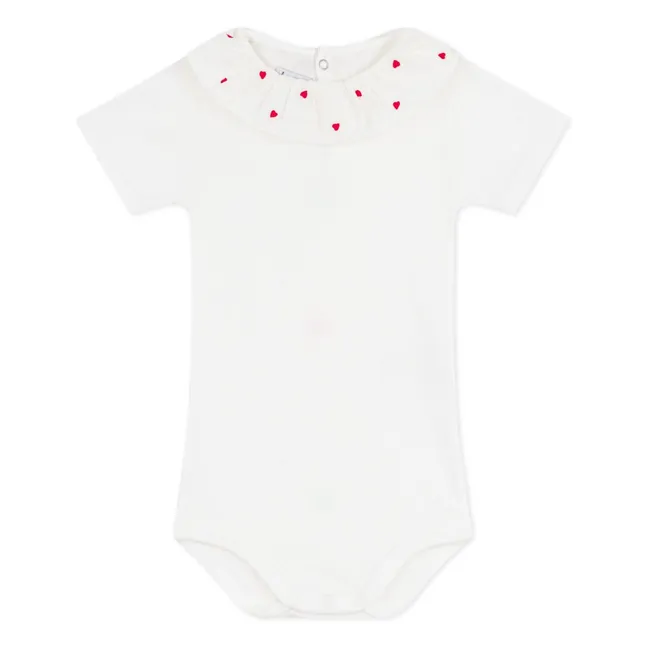 Body con cuello Corazones Algodón orgánico | Blanco