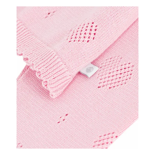 Cardigan Cœurs Ajourés Coton Bio | Rose