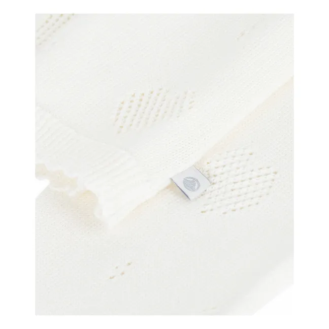 Cardigan Cœurs Ajourés Coton Bio | Blanc