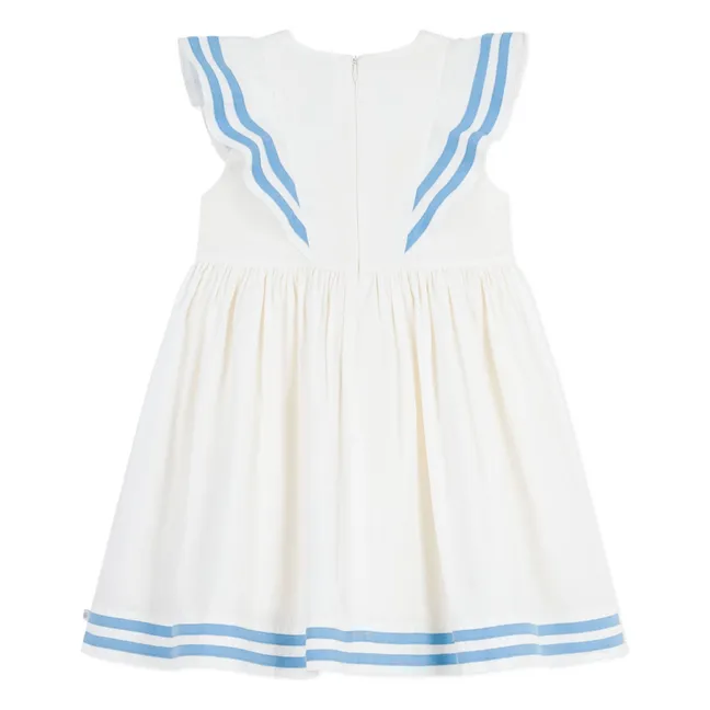 Organic cotton poplin flounce dress | White