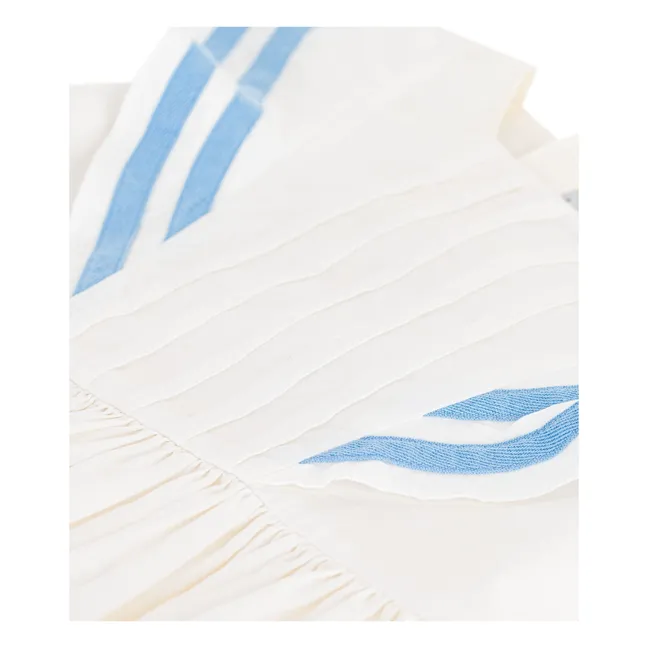 Organic cotton poplin flounce dress | White