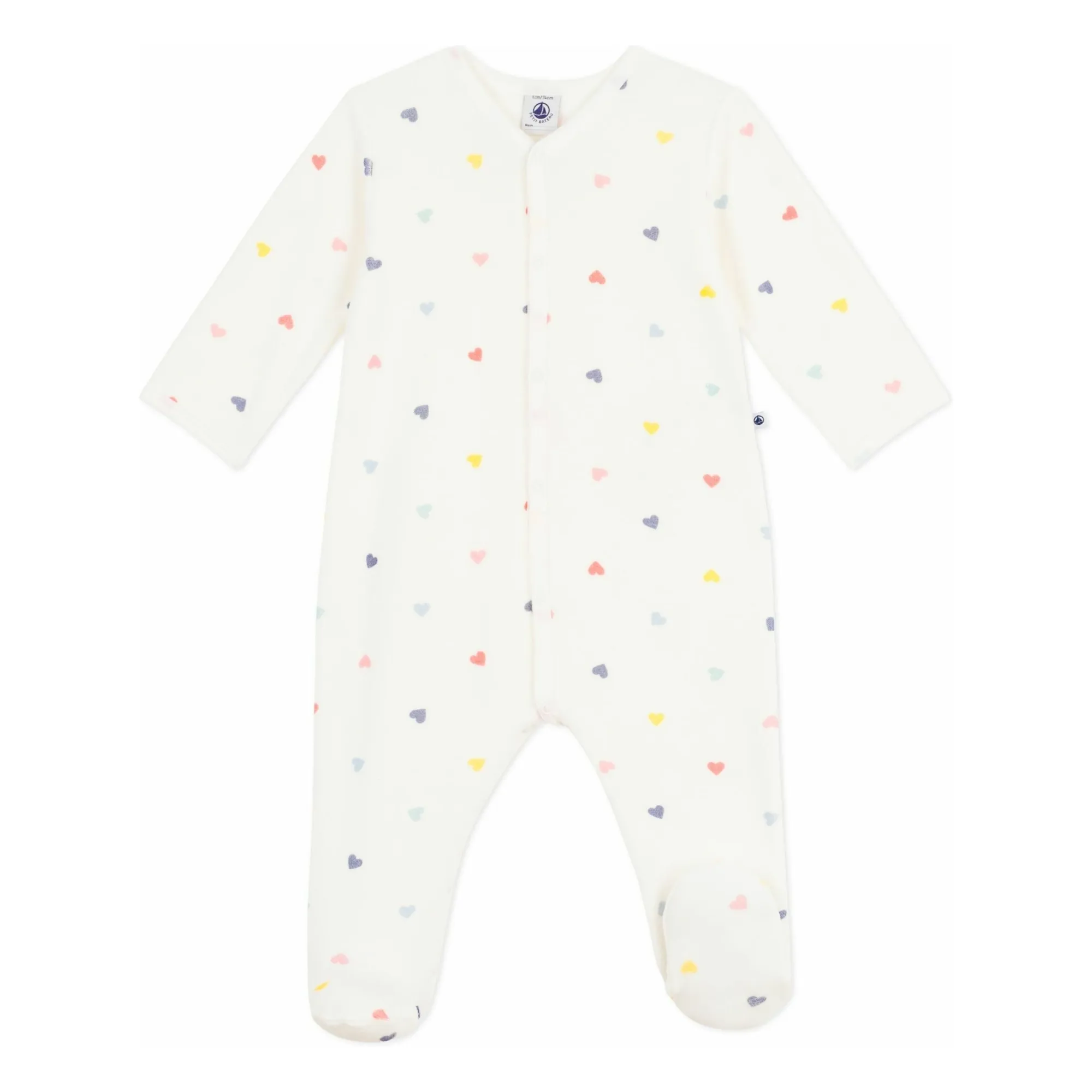 Petit Bateau Girls White Dors Bien Cœurs Velours Pyjamas