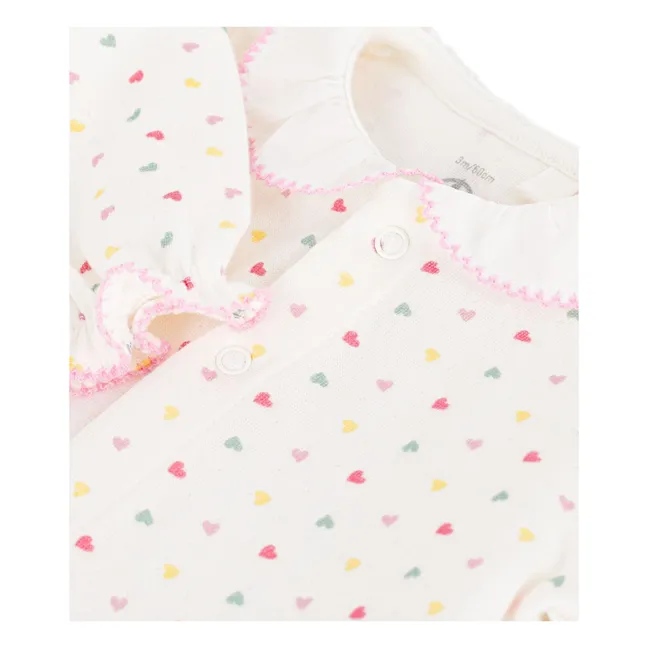 Schlafanzug Dors Bien Cœurs Tubique Coton Bio | Weiß