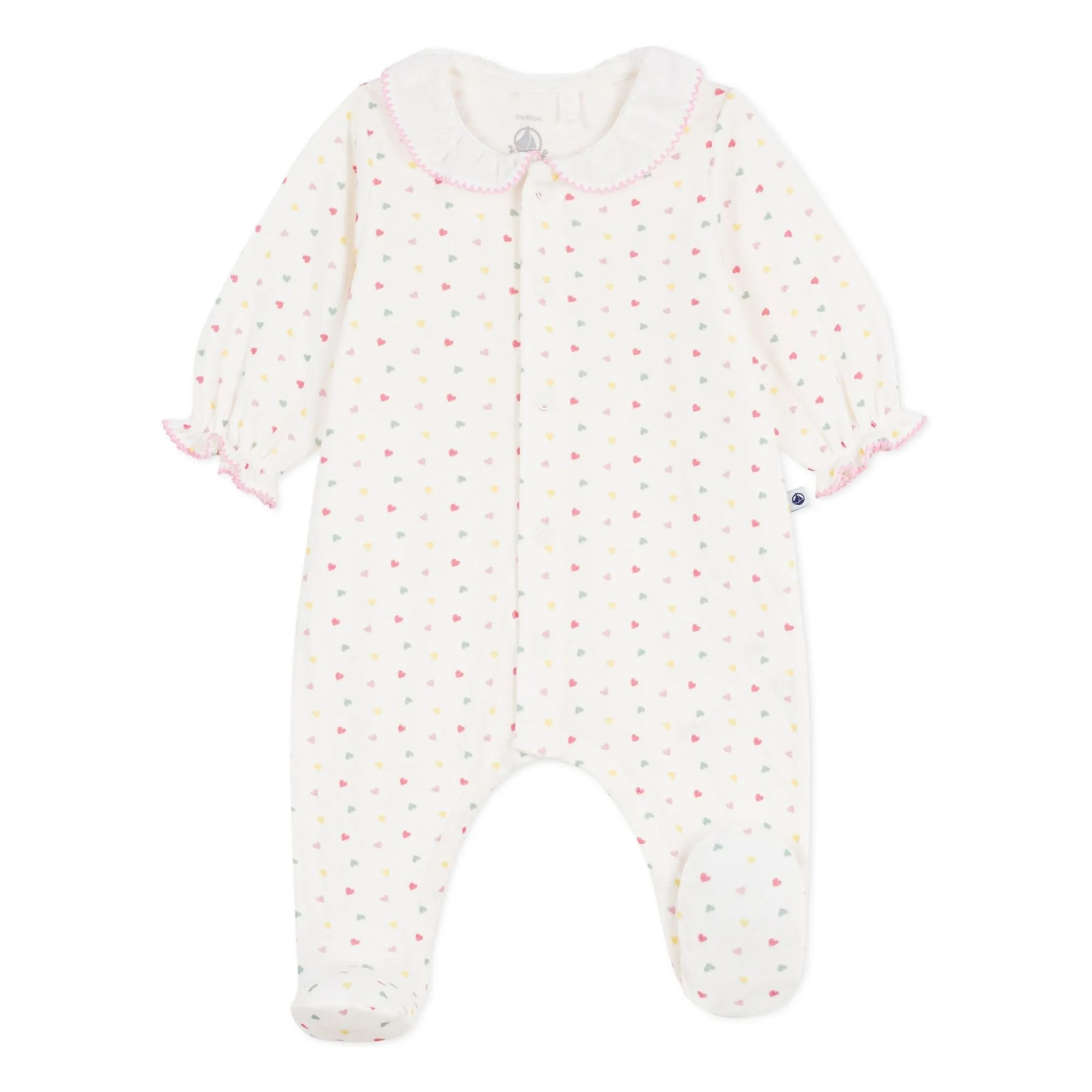 Petit Bateau Girls White Pyjamas Dors Bien Cœurs Tubique Organic Cotton