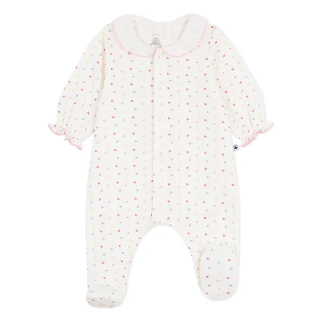 Schlafanzug Dors Bien Cœurs Tubique Coton Bio | Weiß