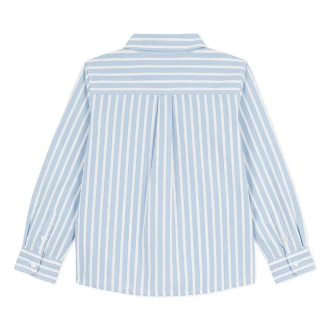 Camisa de popelina de algodón orgánico a rayas | Azul