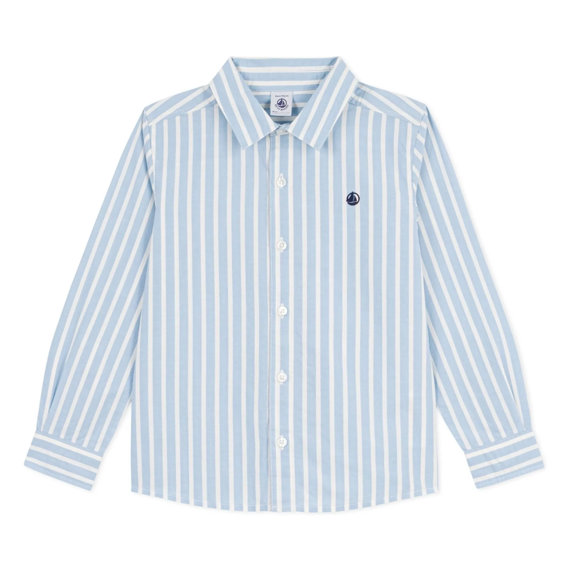 Petit Bateau Boys Blue Striped Organic Cotton Poplin Shirt