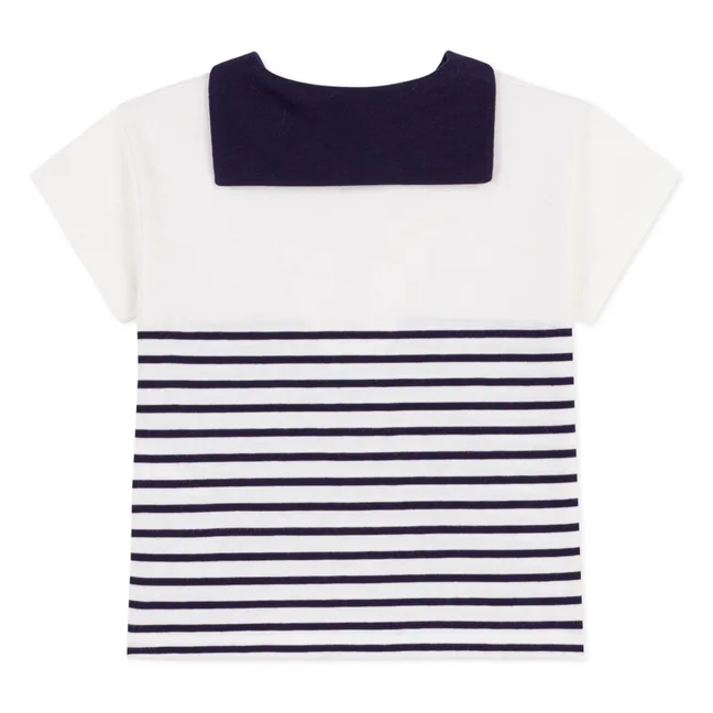 T-shirt Col Marinière Coton Bio | Blanc
