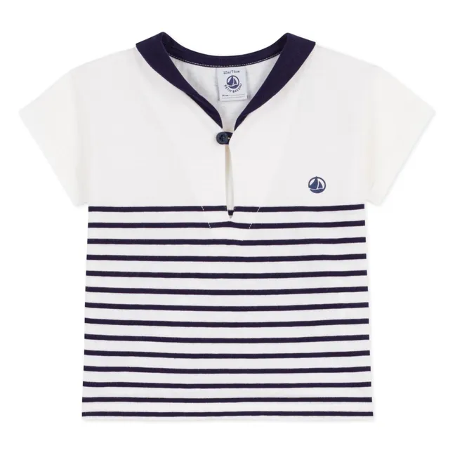 Camiseta cuello marinero Algodón orgánico | Blanco