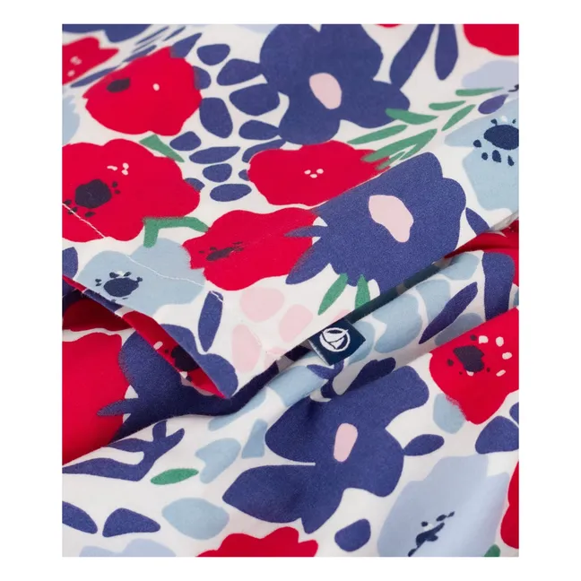 Organic cotton poplin floral dress and bloomer set | Blue