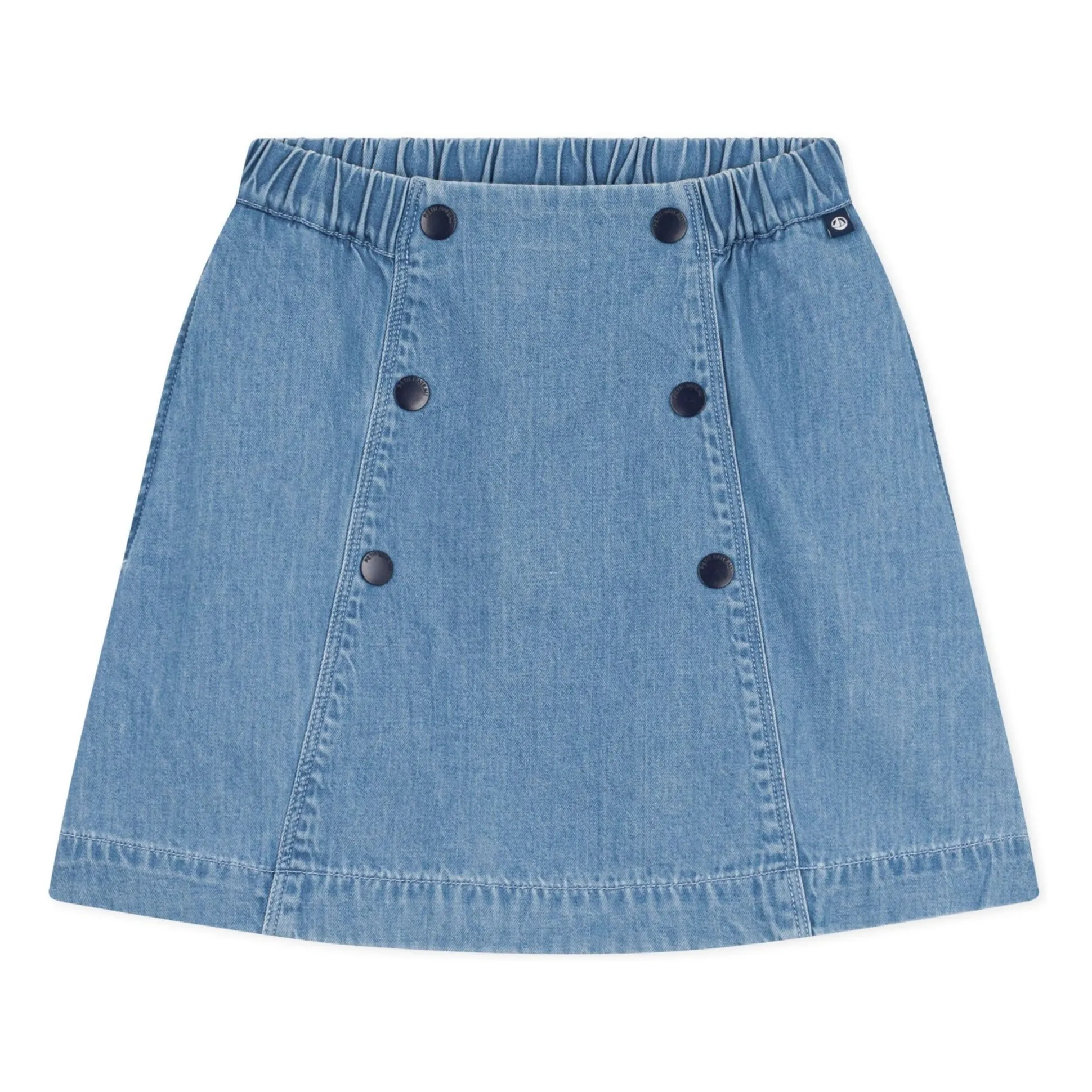 Petit Bateau Girls Blue Denim Skirt With Organic Cotton Bridge