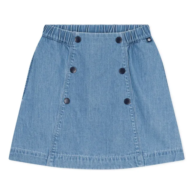 Jupe Denim à Pont Coton Bio | Bleu