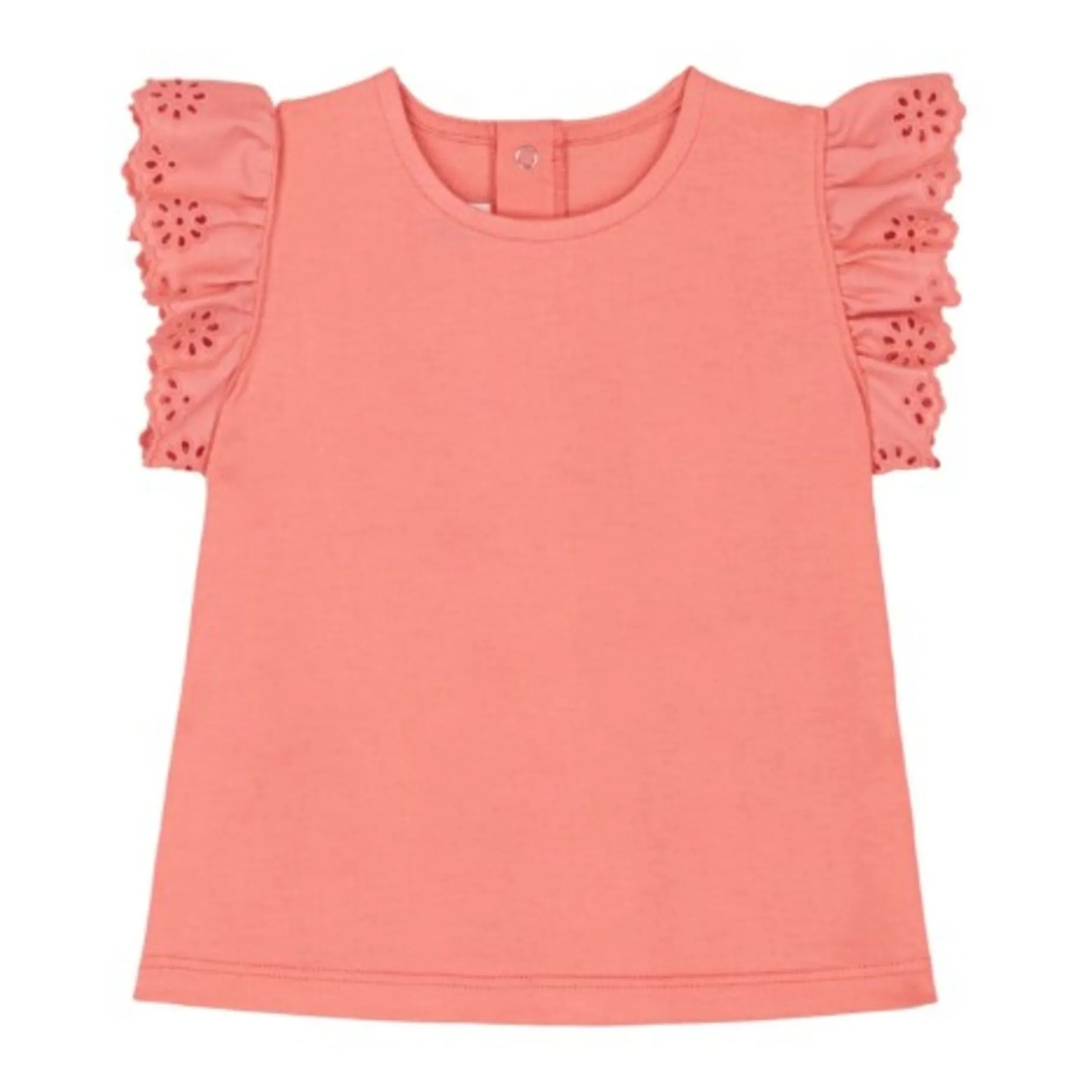 Petit Bateau Girls Coral Broderie Anglaise T-Shirt