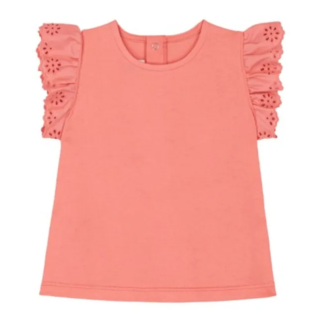 T-shirt Broderie Anglaise | Corail
