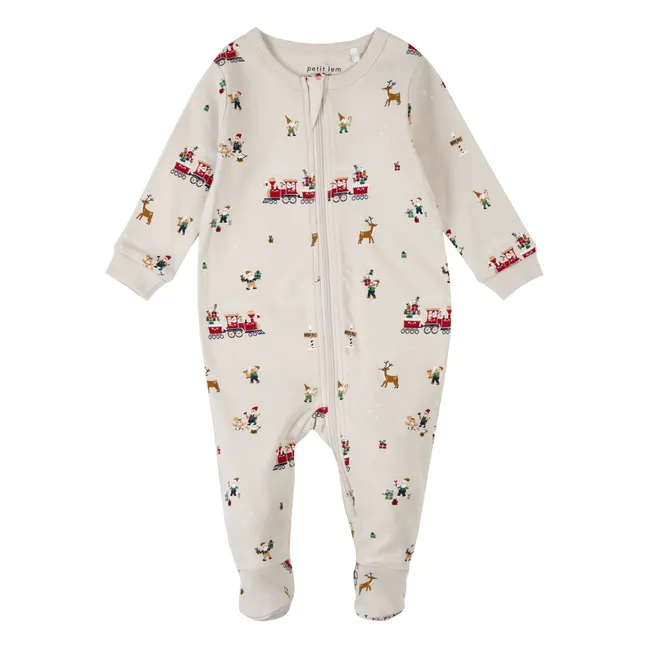 Pyjama Avec Pieds Noël Coton Bio | Beige