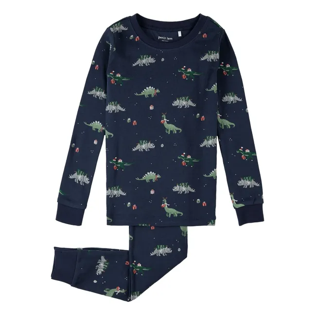 Pijama Dinosaurios Algodón Ecológico | Azul Marino