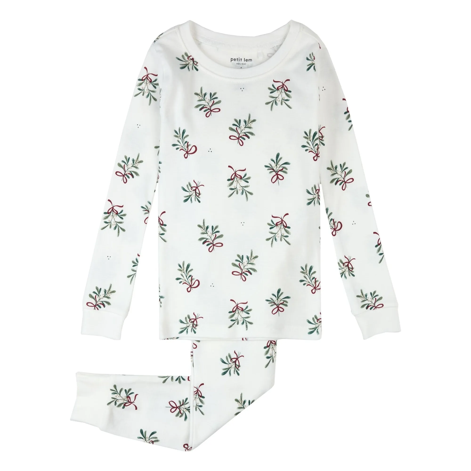 Petit Lem White Pyjamas Mistletoe Organic Cotton