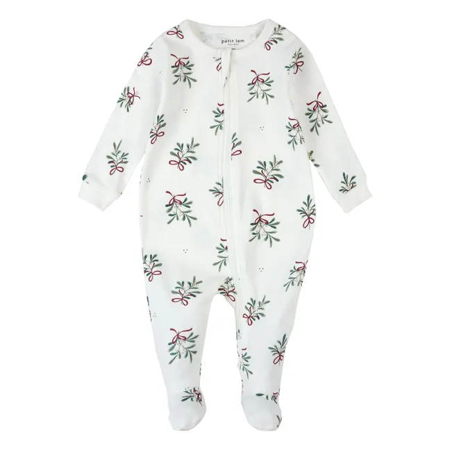 Pyjama Avec Pieds Gui Coton Bio | Blanc
